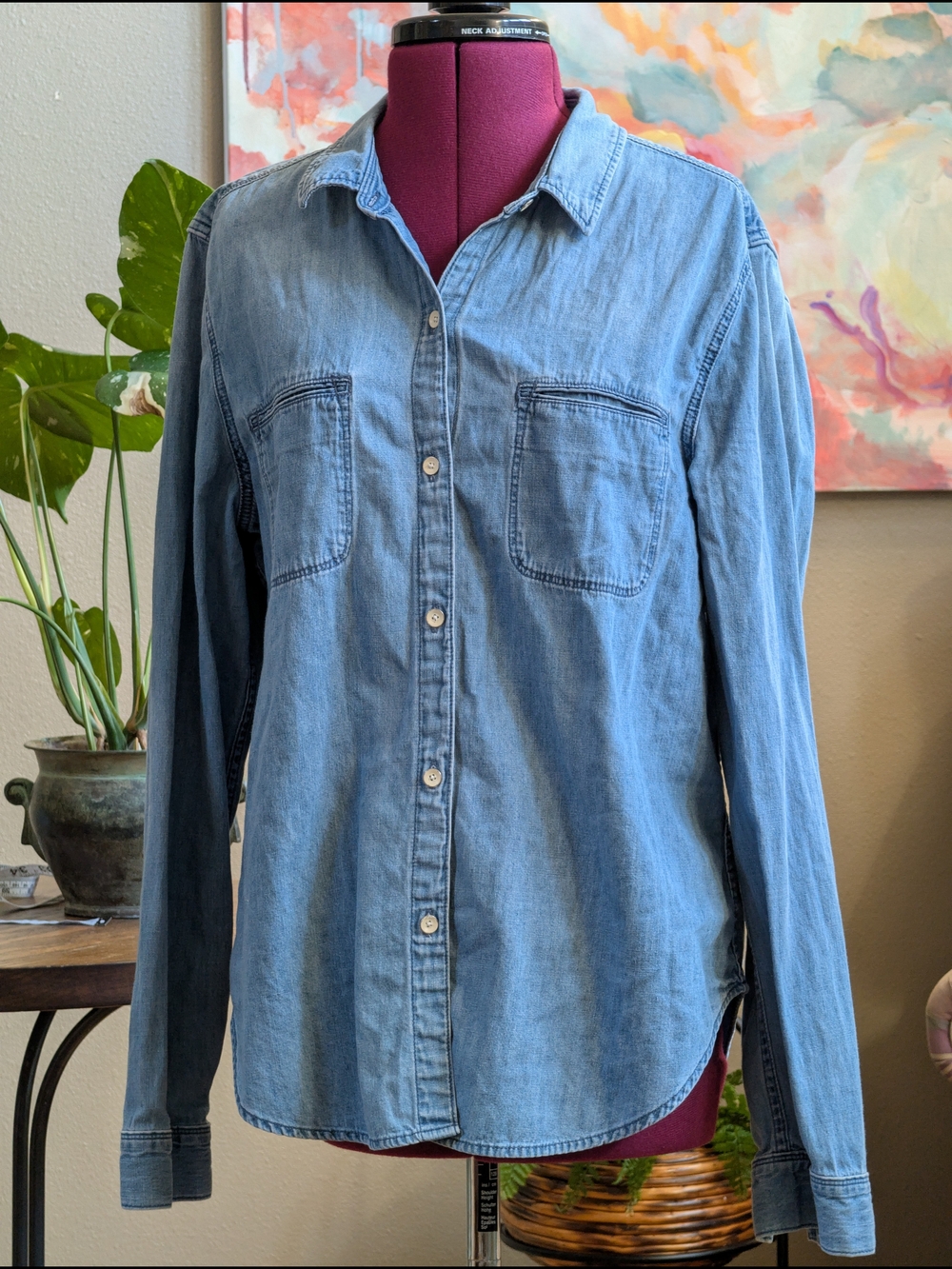 GAP Light Blue 100% Cotton Denim Button-Down Shirt